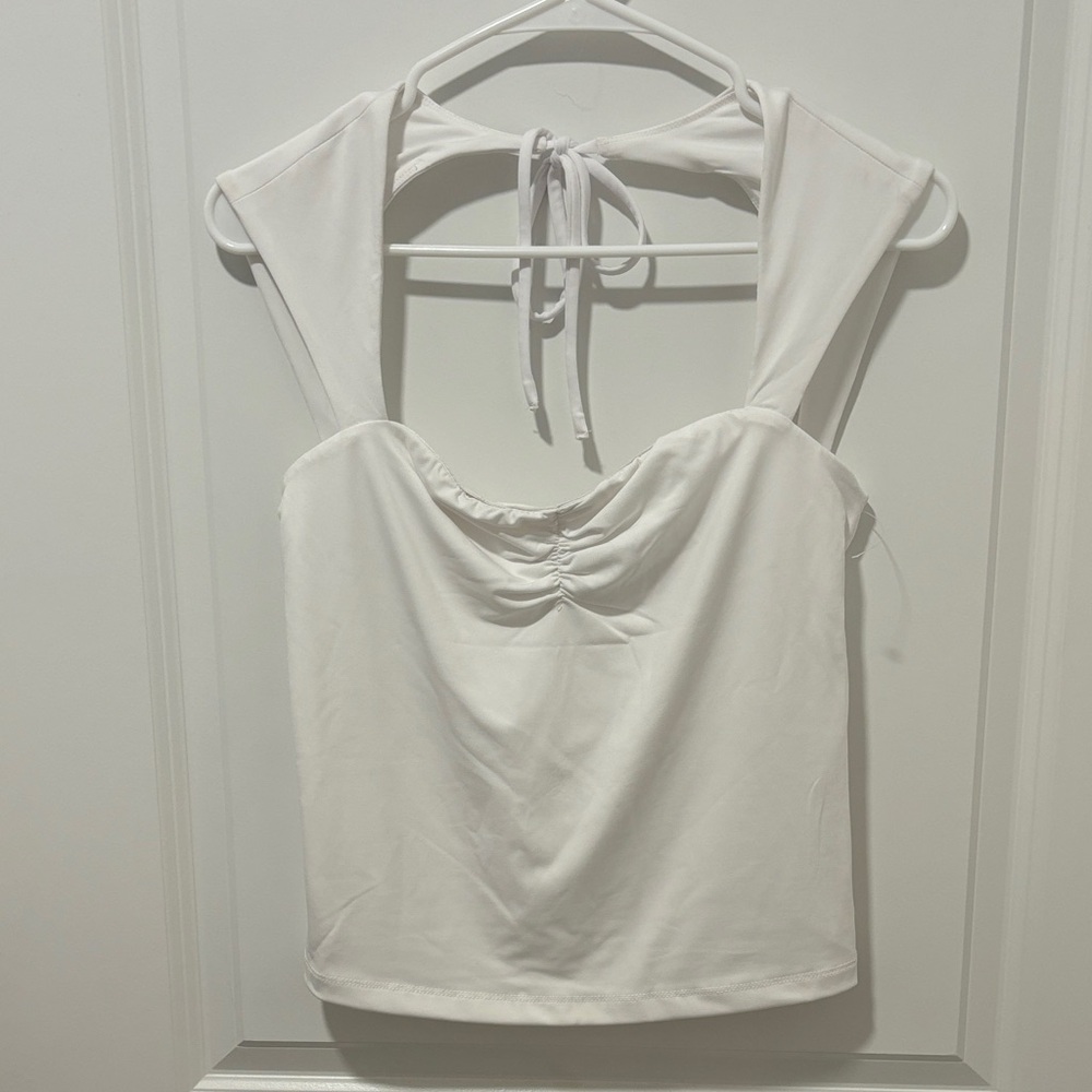 wild fable White Ruched Bust Tie-Back Tank